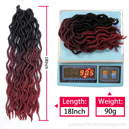 Crochet Hair Natural Curly Dreadlocks Hair 18" Black Dark Brown Crochet Braids ombre curly crochet hair